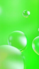 Poster - Abstract Green Bubbles Floating and Merging in Slow Motion