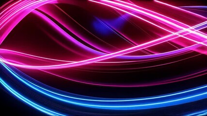 Poster - Abstract neon glowing lines on a dark backdrop creating a dynamic, vibrant, and futuristic technology background with smooth, curved light streaks.