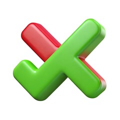 Poster - Green check mark overlaying a red cross symbol representing approval and rejection in 3d