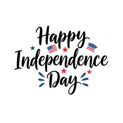 Poster - Handwritten lettering composition in a vector format expressing Happy Independence Day. This typographic design is dedicated to the Fourth of July.