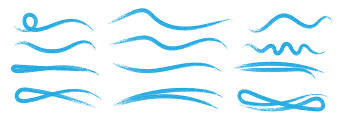 Poster - Line brush marker scribble sketch underline. Blue pencil strokes isolated. Crayon or marker scribbles. Brush strokes lines collection. Vector illustrator