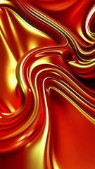Poster - Liquid Fire: Abstract Red and Gold Swirling Motion