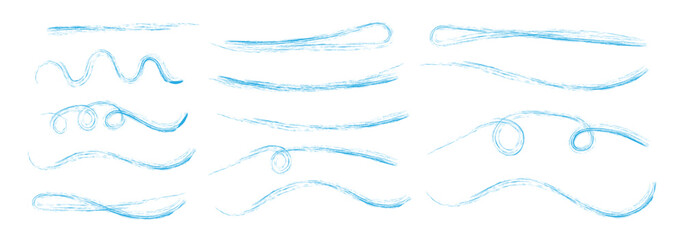 Poster - Line brush marker scribble sketch underline. Blue pencil strokes isolated. Crayon or marker scribbles. Brush strokes lines collection. Vector illustrator