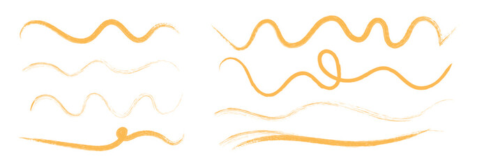 Poster - Doodle sketch style of highlighting brush strokes lines. Crayon or marker scribbles. hand drawn underline brush pencil illustration. Yellow hand drawn marker highlighter strokes. Vector illustration
