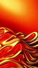 Poster - Red Gold Liquid Waves Abstract Motion Background