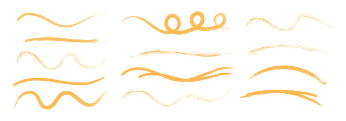 Poster - Doodle sketch style of highlighting brush strokes lines. Crayon or marker scribbles. hand drawn underline brush pencil illustration. Yellow hand drawn marker highlighter strokes. Vector illustration
