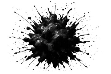Poster - Black paint splashing, forming dynamic abstract shape over transparent surface