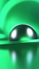 Poster - Abstract Green Sphere Rolling on a Curved Path