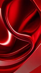 Aufkleber - Abstract Red Fluid Motion: Dynamic Waves of Glossy Liquid