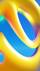 Aufkleber - Abstract Yellow Blue Forms Dynamic Flowing Light