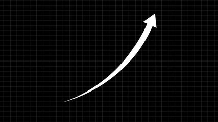 Poster - Animated rising arrow graphic on black grid illustrating growth and progress in business and finance concept