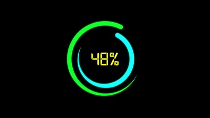 Fototapete - Animated digital loading circle progress bar displaying 29 percent against black background suitable for technology digital projects