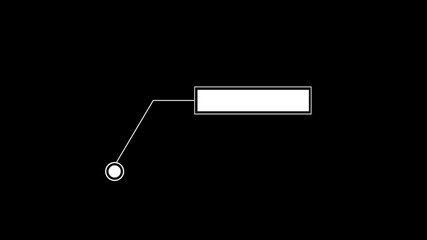 Poster - Animated white on black graphic elements hud digital interface design animation of data visualization with connection points and information boxes.