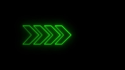 Poster - Animated green neon arrow directional indicators on black background for digital or technological concepts