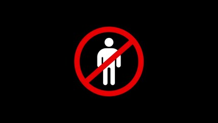 Poster - Prohibition of people sign on black background illustrating restriction rules and exclusion principles of a given situation for safety or caution