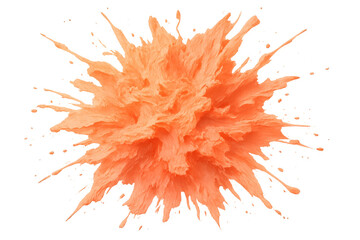 Poster - Vibrant orange paint bursting dynamically, splattering colorful droplets across transparent surface