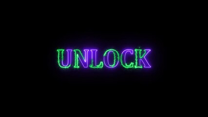 Poster - Dynamic neon unlock animation with electric green and purple energy on black background