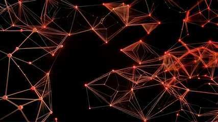 Poster - Abstract Orange Network: Glowing Nodes and Connections