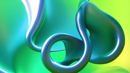 Poster - Abstract Teal and Green Liquid Forms Flowing Dynamically