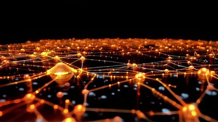 Poster - Glowing Network: Abstract Orange Light Web Animation