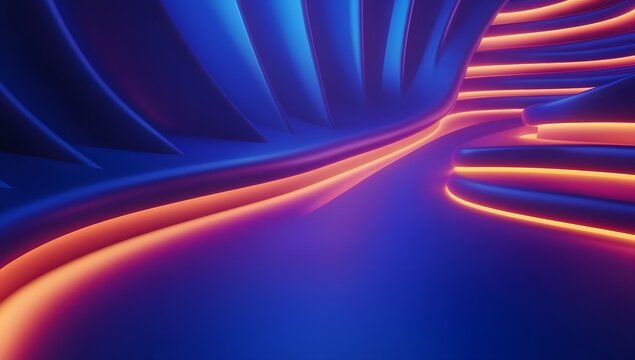 Abstract blue and purple background with curved lines,  glowing light effects, ultra-detailed, high quality, sharp focus,