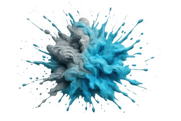 Poster - Blue and grey paint mixing and splashing, isolated on transparent background, ideal for graphic design projects