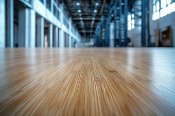 Poster - Close-up view of a smooth bamboo surface with a blurred industrial background.
