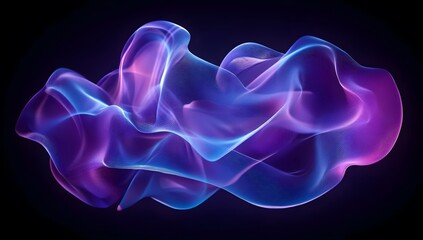 Poster - Abstract fluid neon blue and purple shapes on a dark background. Minimalistic wallpaper with wavy lines. Soft, glowing lighting effect.