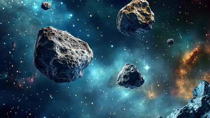 Wall Mural - asteroids drifting silently in the vast expanse of space between mars and jupiter, asteroids floatin