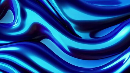Poster - Abstract Blue Liquid Waves: Dynamic 3D Motion Graphics