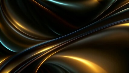 Wall Mural - a swirl of dark gold and black curves with a touch of light gold in a smooth, abstract design displa
