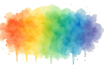 Poster - Rainbow watercolor flag colors bleeding vertically across transparent surface