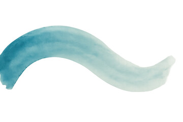 Poster - Turquoise watercolor brush stroke forming a wavy line with transparent background, ideal for creative projects