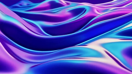 Poster - Abstract Fluid Neon Waves: Vibrant Purple Blue Gradient Motion