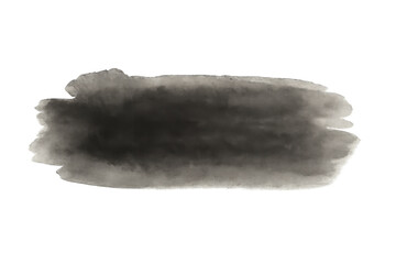 Aufkleber - Wide dark gray watercolor stain creating an abstract shape on transparent background, ideal for adding artistic touch to designs