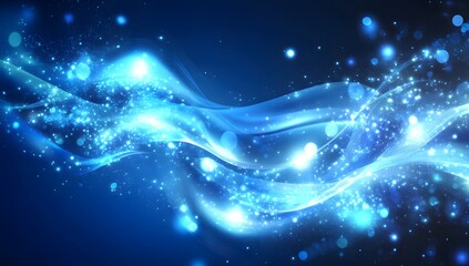 Fototapete - Blue background with smooth, curved lines, simple shapes, minimalistic design, glowing lights, gradients, vector graphics, no shadows, no gradient, no light effects, 