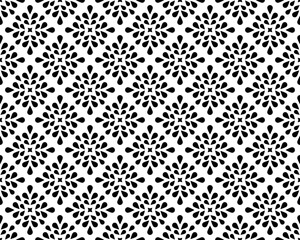 Leinwandbilder - Flower geometric pattern. Seamless vector background. White and black ornament. Ornament for fabric, wallpaper, packaging. Decorative print.