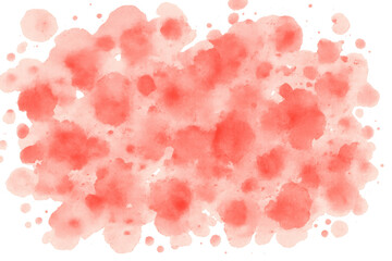 Poster - Vibrant coral watercolor splashing across transparent surface, blending dynamic colors in textured artistic composition