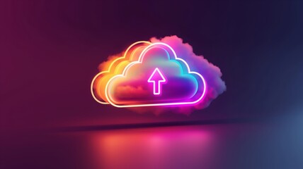 Poster - Colorful cloud representation symbolizing artificial intelligence and cloud storage solutions