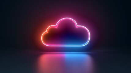 Fototapete - Vibrant neon cloud symbol representing advanced AI technology and cloud storage solutions