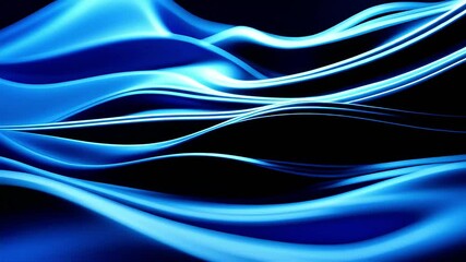 Poster - Abstract Blue Waves Flowing Dynamically Across Dark Background