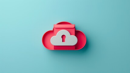 Poster - Cloud storage concept featuring a secure locker symbol on a vibrant background
