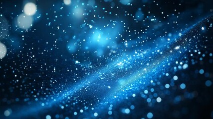 Poster - Abstract blue sparkling particle wave background for technology innovation concept