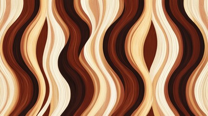 Poster - Abstract wavy pattern in shades of brown, cream, and beige. The design features smooth curves and flowing lines, creating a modern and stylish look.