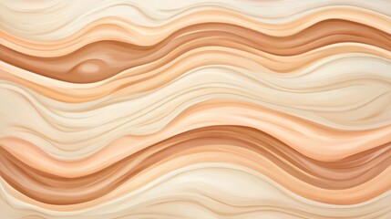 Fototapete - Abstract wavy patterns in soft beige and peach tones create a smooth, flowing texture. The design evokes a sense of calm and warmth.