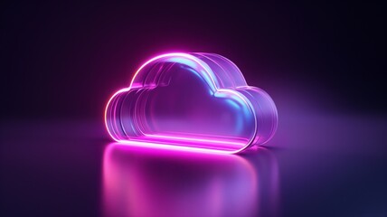 Poster - Cloud storage concept with vibrant neon lights in a digital visualization
