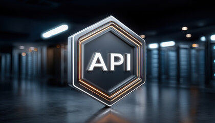 Poster - API integration with ai and cloud technology symbol in futuristic data center for advanced digital connection