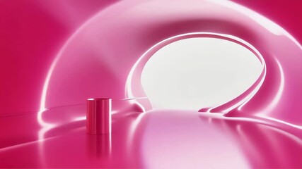 Poster - Pink Abstract Tunnel with Cylinder: A Dynamic Visual Journey