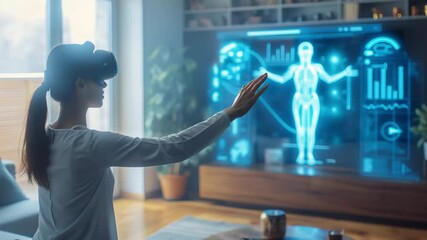 Poster - Exploring digital worlds through virtual reality technology in a modern living room