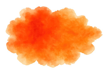 Poster - Bright orange watercolor splash creating an abstract shape on a transparent background, perfect for adding a touch of color to designs
